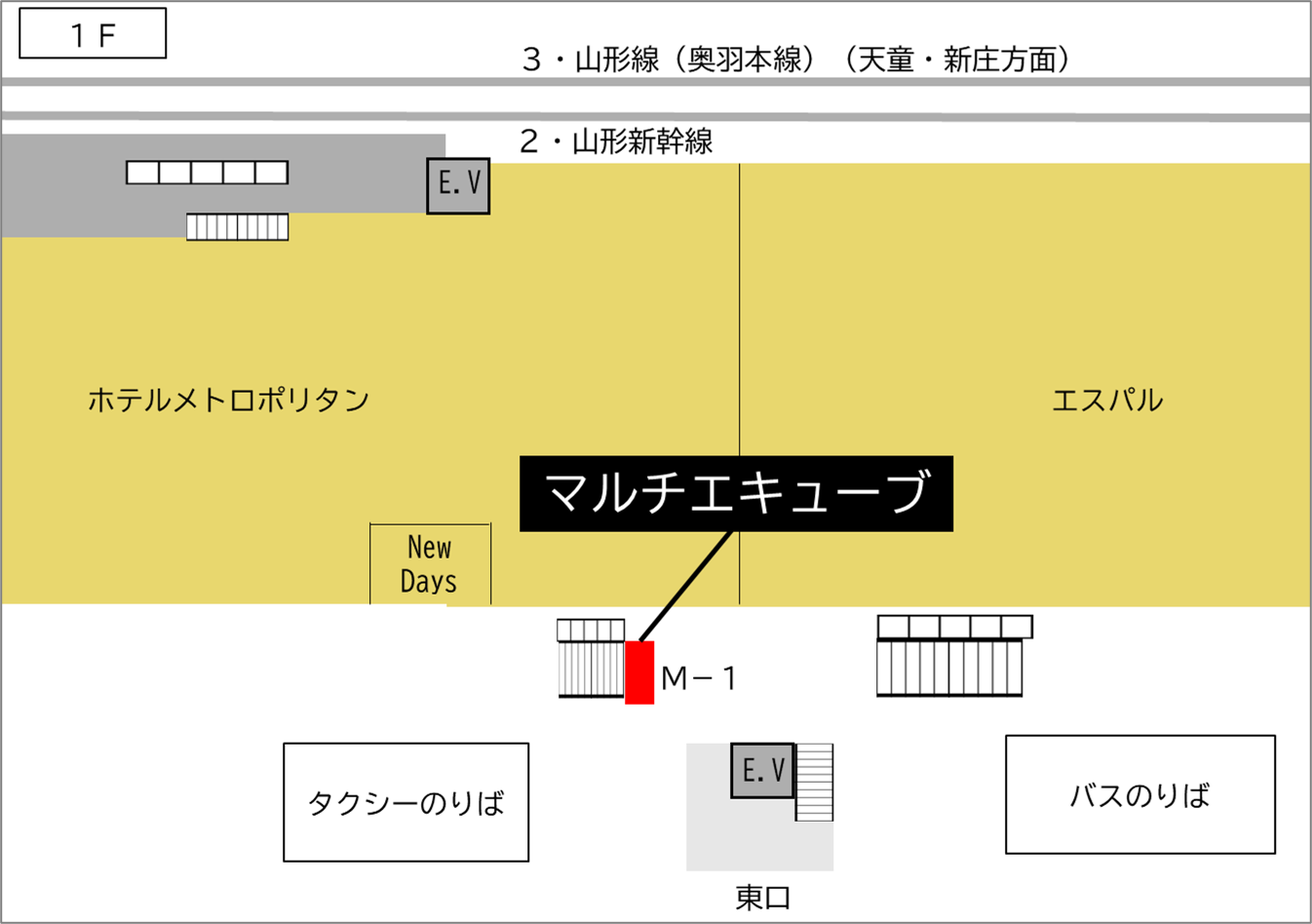 ロッカー 山形駅 改札外 東口1階 階段下の画像1